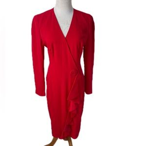 Vintage Daymor Couture Red V Neck Dress